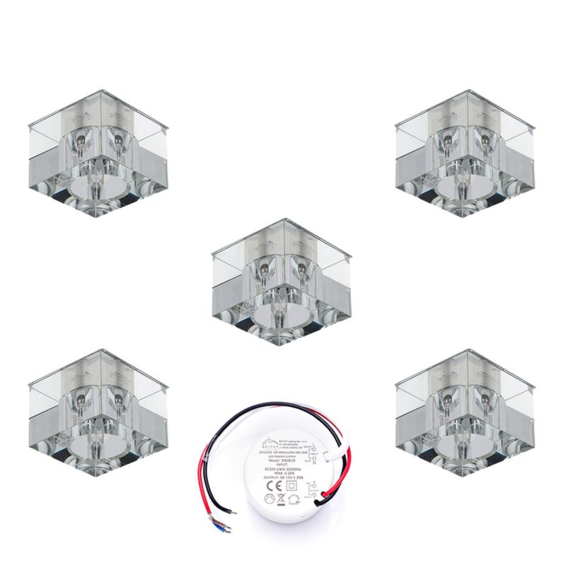 SPOT Light loftspotsæt 5xG4 LED 2,3W med driver, transparent glas, polsk producent, 5 stk.