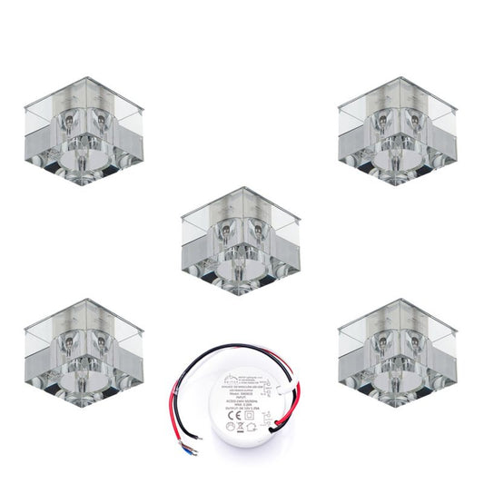 SPOT Light loftspotsæt 5xG4 LED 2,3W med driver, transparent glas, polsk producent, 5 stk.
