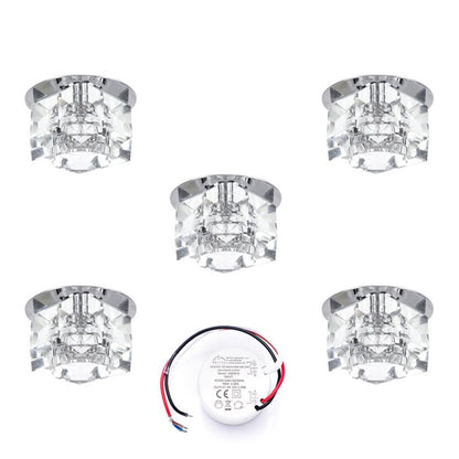 SPOT Light Sæt med 5 loftspots 5xG4 LED 2,3W med driver, transparent glas, polsk producent, 5 stk.