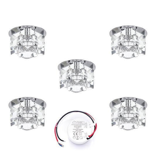 SPOT Light Sæt med 5 loftspots 5xG4 LED 2,3W med driver, transparent glas, polsk producent, 5 stk.