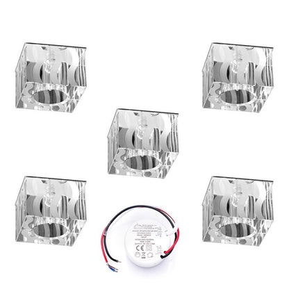SPOT Light Sæt med 5xG4 LED 2,3W Loftspots med strømforsyning, Transparent glas, Polsk producent, 5 stk.