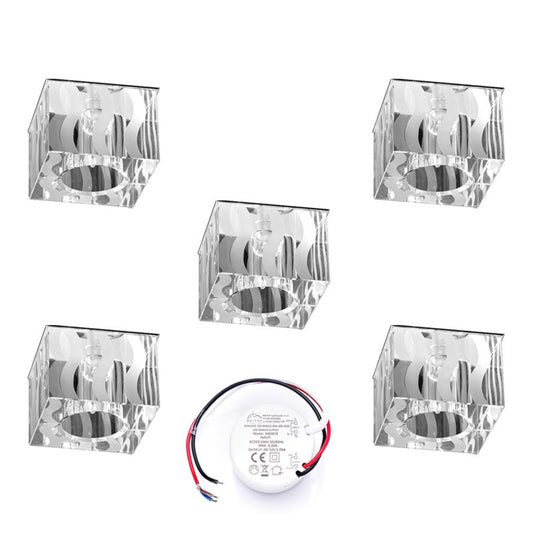 SPOT Light Sæt med 5xG4 LED 2,3W Loftspots med strømforsyning, Transparent glas, Polsk producent, 5 stk.
