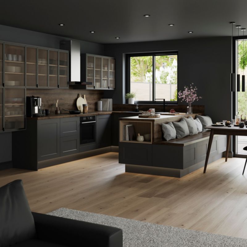 Udskiftningspaneler til højt skab GoodHome Artemisia 57 x 219 cm mat grafit