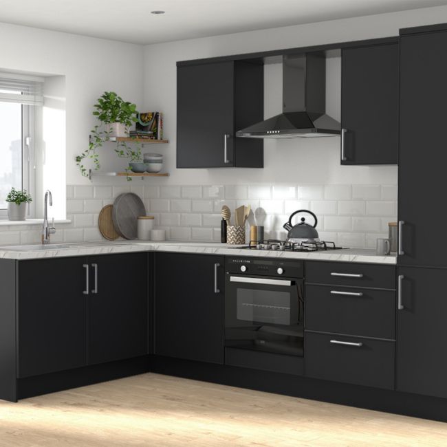 Udskiftelige paneler til højt skab GoodHome Pasilla 57 x 219 cm mat‑sort