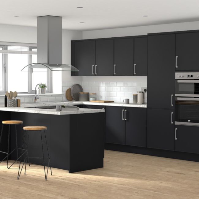 Udskiftelige paneler til højt skab GoodHome Pasilla 57 x 219 cm mat‑sort