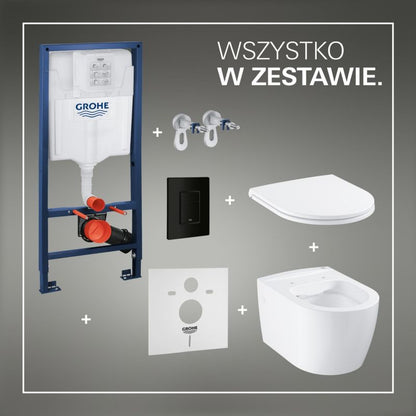 Toiletsæt Grohe Solido 5-i-1 Sort med Blødt Luk 50x113 cm