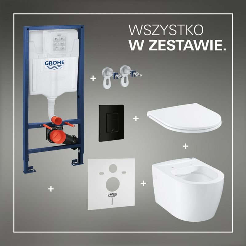 Toiletsæt Grohe Solido 5-i-1 Sort med Blødt Luk 50x113 cm
