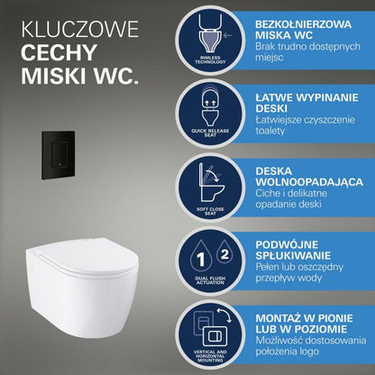 Toiletsæt Grohe Solido 5-i-1 Sort med Blødt Luk 50x113 cm
