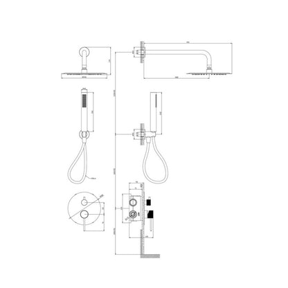 Indbygningsbruser Owens 18x18 cm Krom