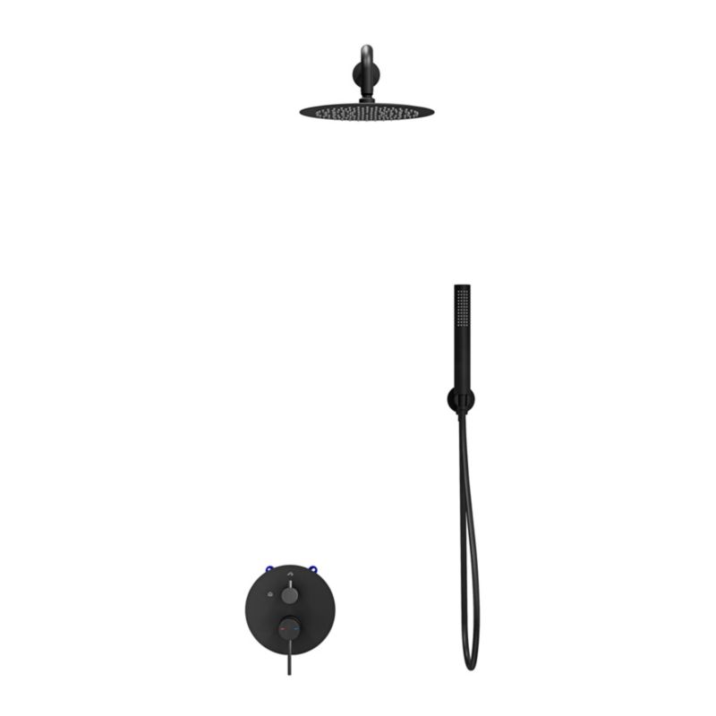 Indbygningsbrusesæt Owens Mat Sort 25 cm