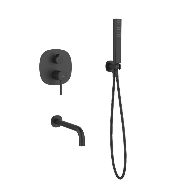 Indbygnings Brusesæt til Badekar Sort 188 mm Udløb | 5905358210895