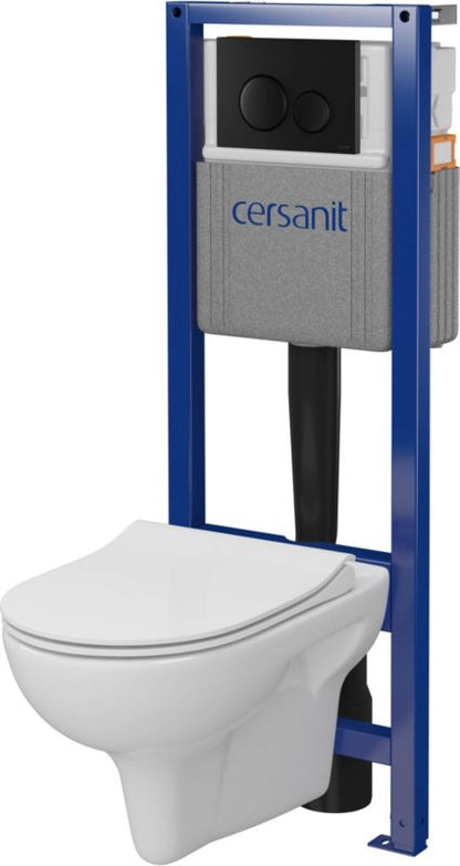 Toiletsæt til Indbygning Uden Bræt Cersanit Neso med Låg Softclose Sort Trykknap