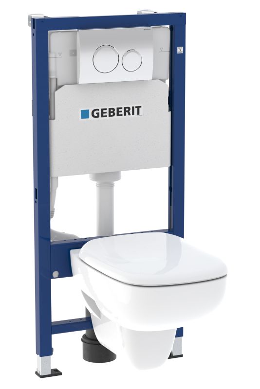 Indbygget Geberit Delta 20 WC-sæt uden kant med soft-close sæde i krom