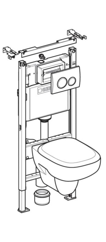 Indbygget Geberit Delta 20 WC-sæt uden kant med soft-close sæde i krom