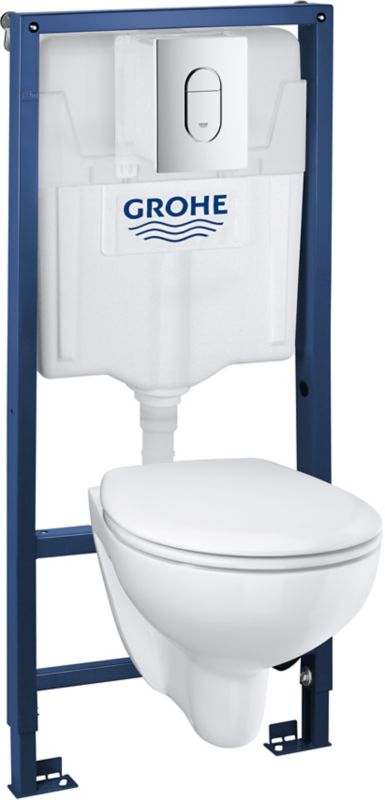 Grohe Bau indbygningssæt til toilet med kantløs skål og soft-close sæde i krom