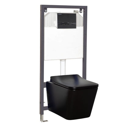 Toiletsæt til indbygning med kantfri toilet Tinos sort og betjeningspanel Adriatic sort, 1 stk.