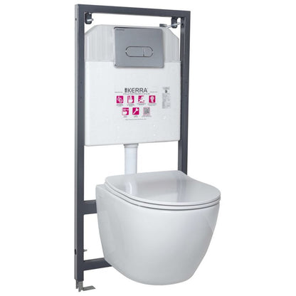 Toiletsæt til indbygning med Kerra Delos hvidt toilet og Pacific forkromet trykplade
