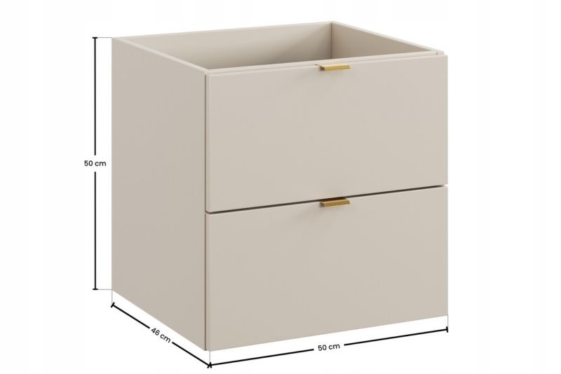 Hængeskab Under Håndvask 50 cm Beige Mat 2 Skuffer