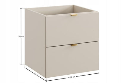 Hængeskab Under Håndvask 50 cm Beige Mat 2 Skuffer