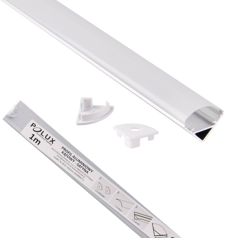 Polux vinkelprofil-sæt til LED-strips 1 m satin