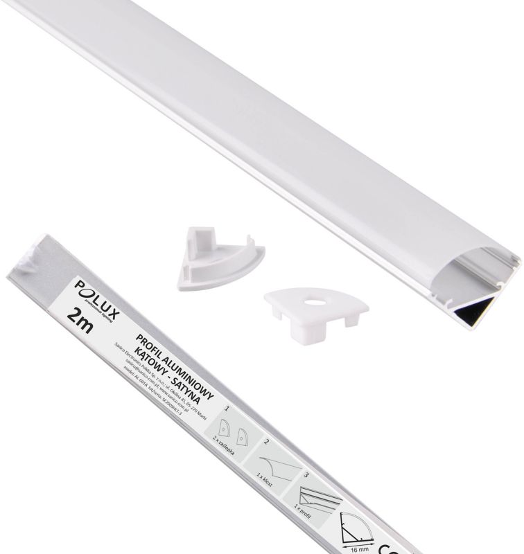 Polux vinkelprofil sæt til LED-strips 2 m satin