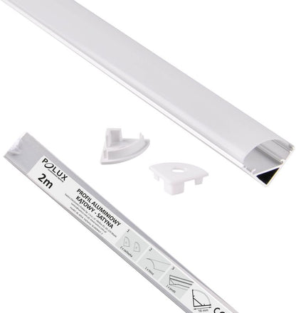 Polux vinkelprofil sæt til LED-strips 2 m satin