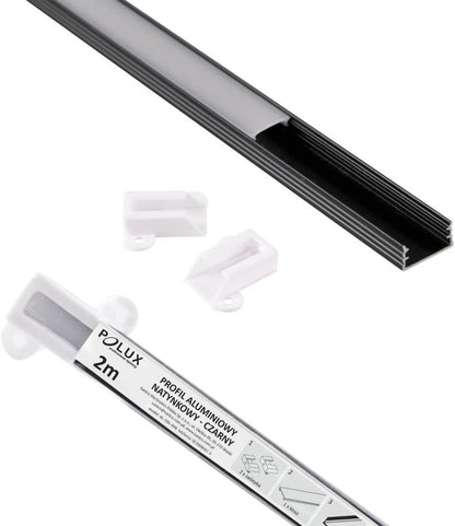 Polux overflademonteret profil til LED-strips 2 m mat-sort