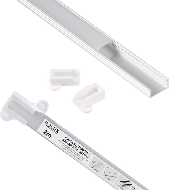 Polux overflademonteret profil til LED-strips 2 m satin
