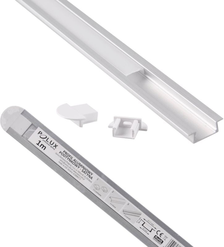 Polux indbygningsprofil sæt til LED-strips 1 m satin