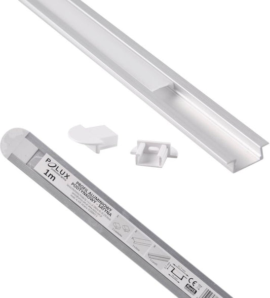 Polux indbygningsprofil sæt til LED-strips 1 m satin