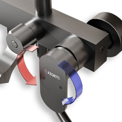 Brusesæt Vægmonteret Grafit 3 Funktioner Termostat 150 cm Slange