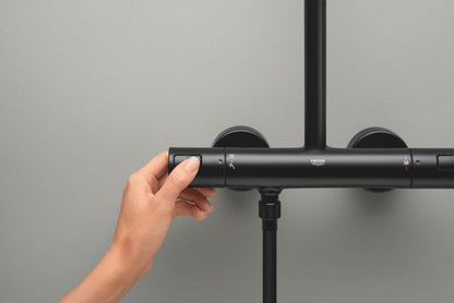 Termostatisk Brusesæt Vægmonteret 250 mm Hovedbruser Sort Mat