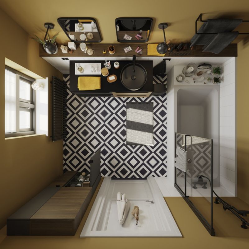 GoodHome Cavally 3‑funktioners sort brusesæt