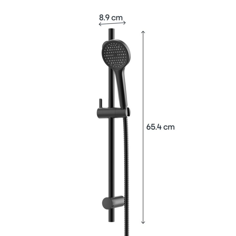 Brusesæt Maza Sort Mat Stål/ABS 150 cm Slange