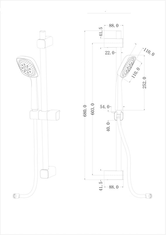 Brusesæt 3-Funktion Krom 150 cm Slange 67,4 cm Stang