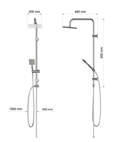 Brusesæt Granitan Tugela Termostatisk Hovedbruser 20 cm Krom