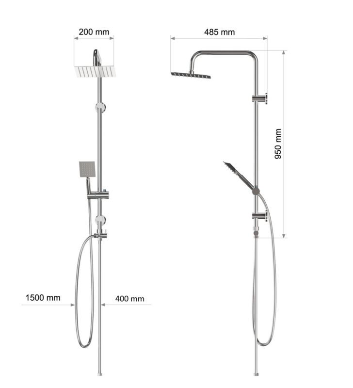 Brusesæt Granitan Tugela Termostatisk Hovedbruser 20 cm Krom