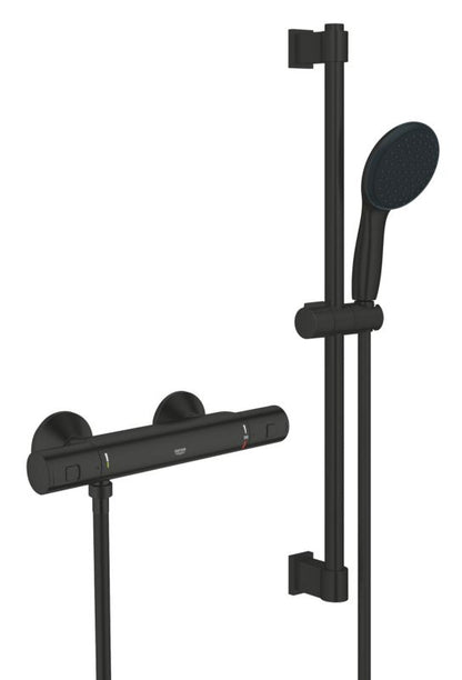 Termostatisk Brusesæt Vægmonteret Sort Mat 600 mm Stang | 345972431