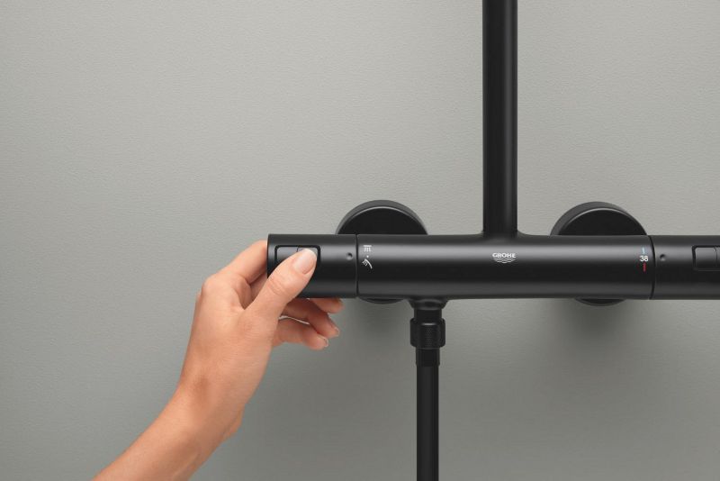 Brusesæt Mat Sort med Regnbruser og Håndbruser, 250 mm