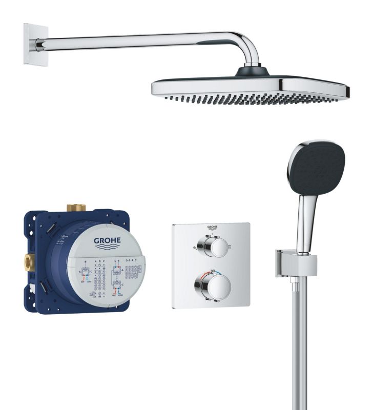 Termostatisk Indbygningsbrusesæt Vitalio Comfort 250 mm Krom