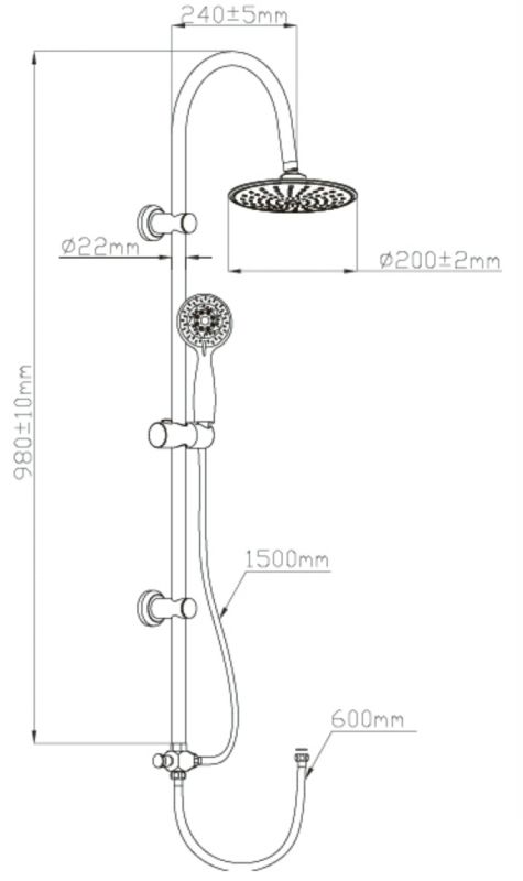 Brusesæt EGINA 98 cm 4-funktion Krom | 5907798793617