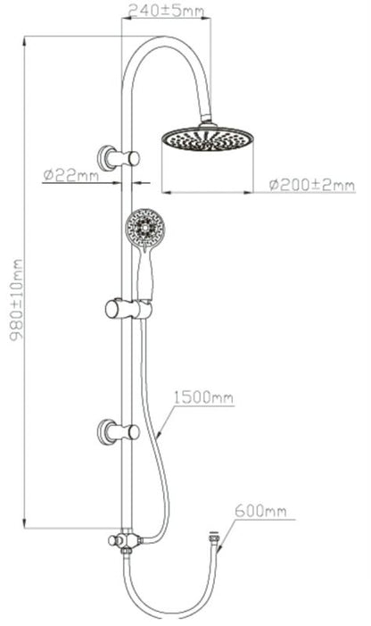 Brusesæt EGINA 98 cm 4-funktion Krom | 5907798793617