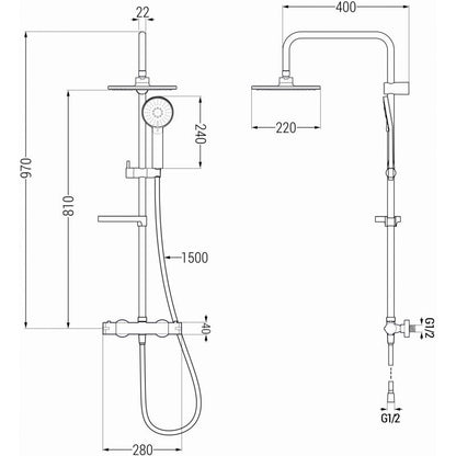 Mexen Kai brusebatterisæt 970 mm i rosaguldfinish, 1 stk.