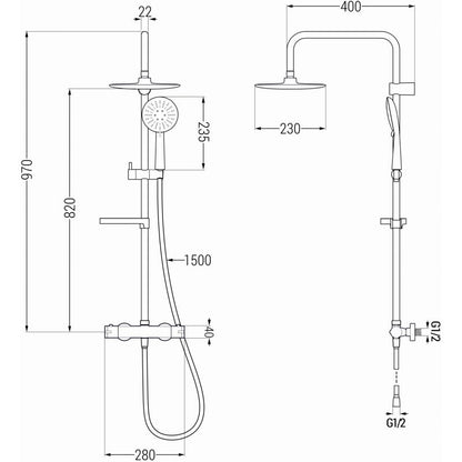 Mexen 970 mm Kai brusebatterisæt hvid/krom 1 stk.