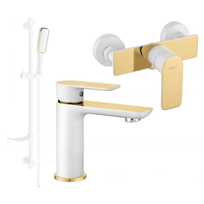 Mexen Alfa DF49 brusesæt hvid/guld 1 sæt