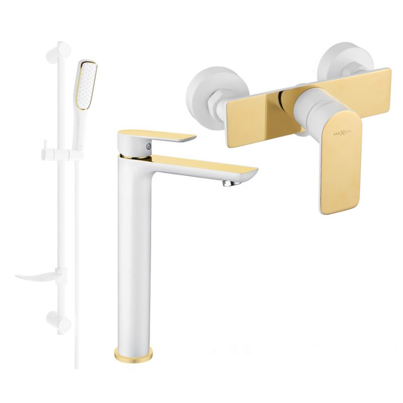 Mexen Alfa DF49 brusesæt hvid/guld 1 sæt