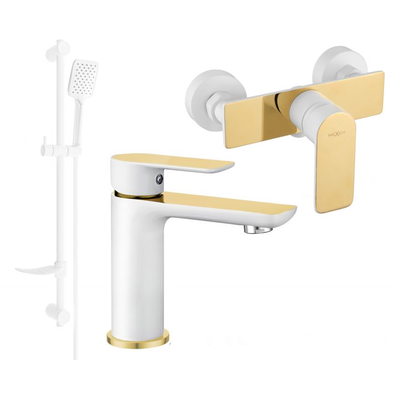 Mexen Alfa DF62 brusesæt hvid/guld 1 sæt