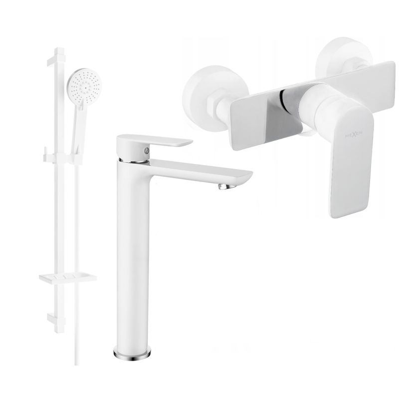 Mexen Alfa DQ40 brusesæt hvid/krom 1 sæt