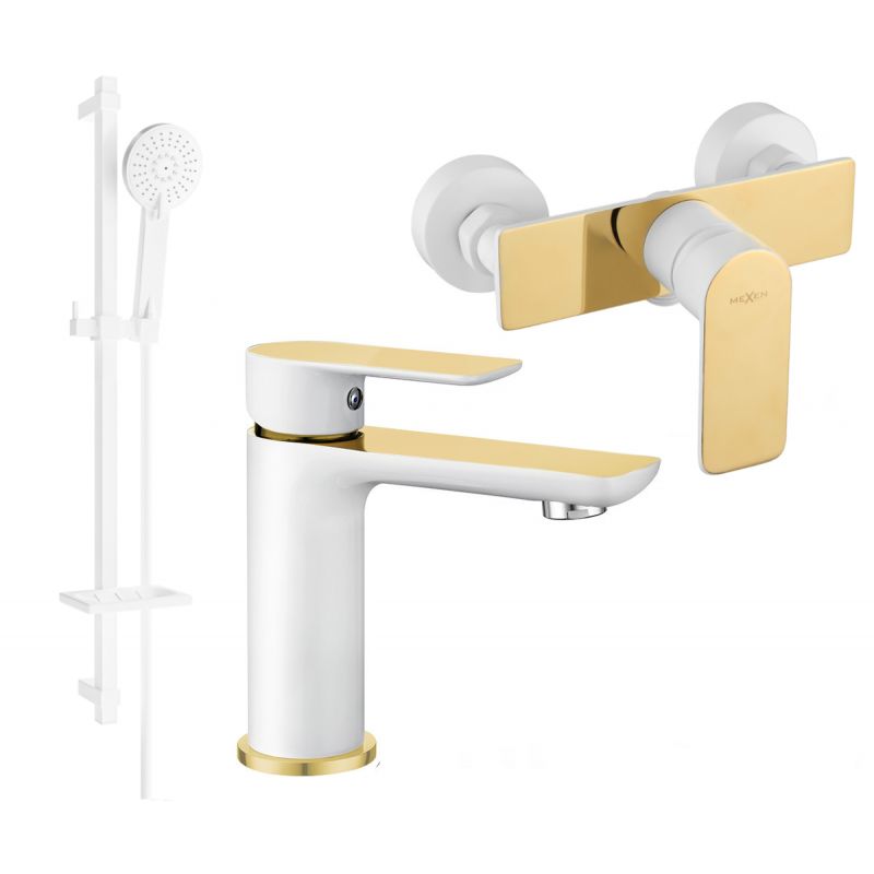 Mexen Alfa DQ40 brusesæt hvid/guld 1 sæt