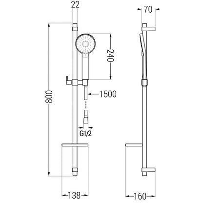 Mexen Alfa DQ40 brusesæt i krom, 1 sæt